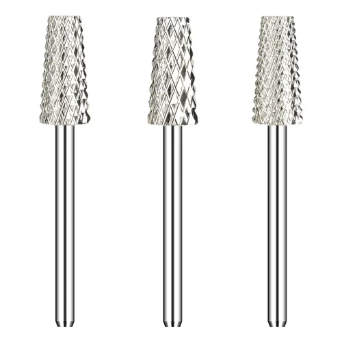 Vista 10 de 3 piezas de brocas de carburo 5 en 1 para uñas - Rotación bidireccional para zurdos y diestros - XF, F, M 3/32 pulgadas - Brocas para taladro