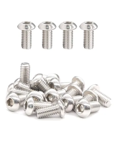 Vista 16 de Tornillos de cabeza de botón M4 x 1 pulgada (100 unidades) 18-8 Acero inoxidable 304 Allen Tornillo de máquina de rosca completa ISO7380 por