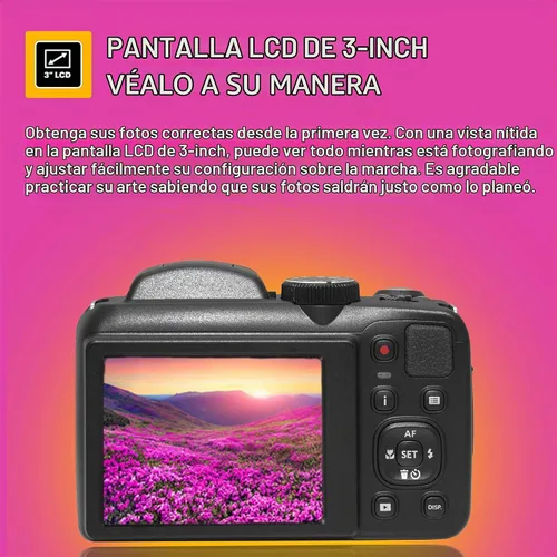 Vista 5 de Kodak PIXPRO AZ255 - Cámara digital (negro) + funda para cámara de punto y disparo + tarjeta de memoria de 16 GB + lector de tarjetas USB + trípode