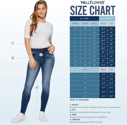 Vista 5 de WallFlower Women's Sassy Skinny High-Rise Insta Soft Juniors Jeans (Standard and Plus)
