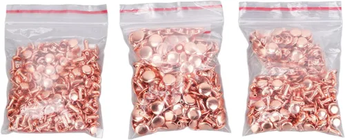 Vista 9 de 300 juegos de remaches de cuero, remaches de doble tapa de oro rosa, botón de metal redondo, tachuelas tubulares de metal, remaches para bolsos