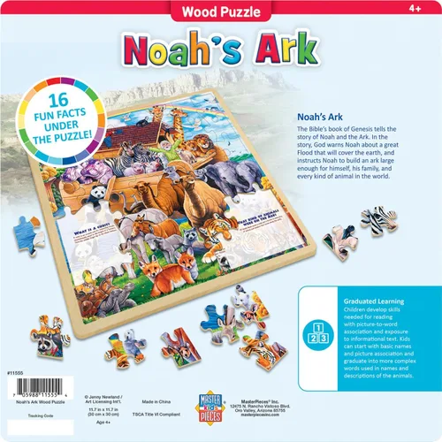 Vista 3 de Masterpieces Rompecabezas de 48 piezas de hechos divertidos para niños, rompecabezas de madera del arca de Noé, 12 x 12 pulgadas