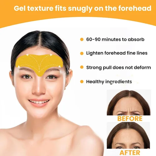 Vista 6 de Parche removedor de arrugas en la frente, frente lisa y líneas finas y arrugas lisas, parche de frente facial para levantar la piel facial, parches