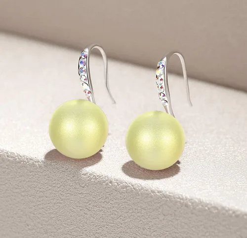 Vista 2 de Aretes colgantes hechos con perlas de cristal de Swarovski, regalos para mujer, multicolor, tono plateado