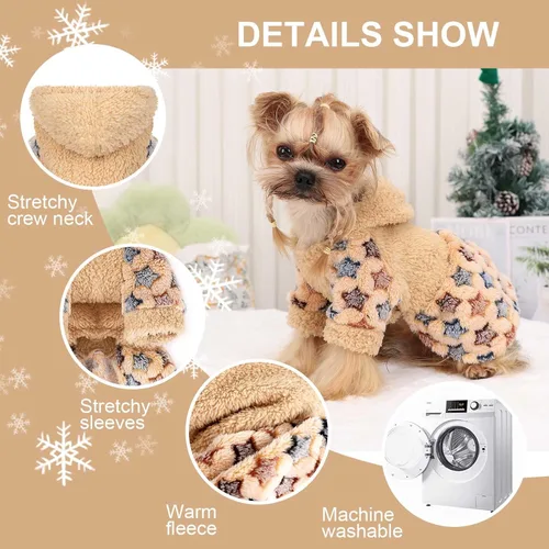 Vista 5 de Sudadera con capucha para perro, ropa de invierno para perros pequeños, niño, niña, ropa para mascotas, vestido para perros, abrigos para clima