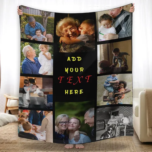 Vista 17 de YESCUSTOM Manta de fotos personalizada con tus fotos y textos, fabricada en Estados Unidos, regalo para esposas amigas para vacaciones, cumpleaños