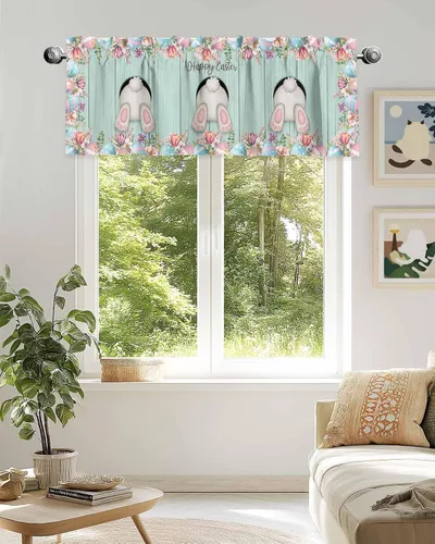 Vista 133 de Cenefa de cortina con lazo rojo de Navidad para ventanas, sala de estar, cocina, baño, granja, bolas de Navidad de acuarela con diseño de bayas
