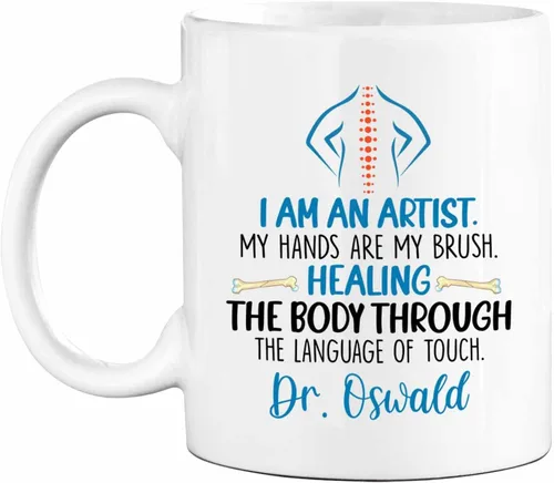 Vista 8 de Taza de té blanca personalizada con nombre quiropráctico de 11 onzas, 15 onzas, taza de café quiropráctico personalizada, taza de café quiropráctica