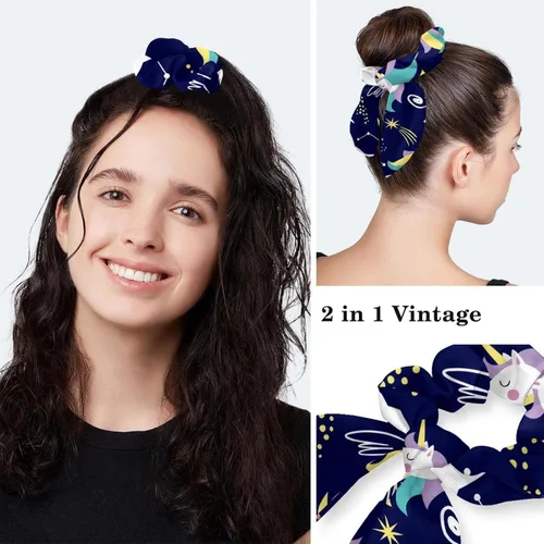 Vista 5 de Adjustable Magical Unicorn Floral Scrub Cap, Working Hat Hair Cover with Ponytail Pouch, Soft Bouffant Surgical Nurse Cap