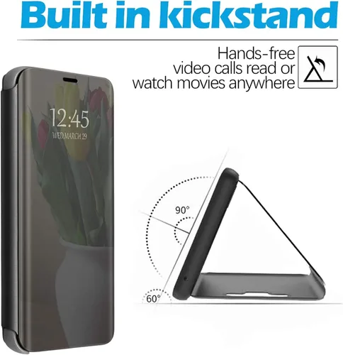 Vista 4 de Note 20 Ultra - Funda de piel para Samsung Galaxy Note20 Ultra 5G, funda delgada para teléfono transparente, espejo de maquillaje, con función