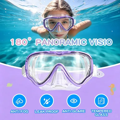 Vista 5 de Gafas de natación para niños con cubierta para la nariz, máscara de buceo de esnórquel, antivaho, anti-UV, equipo de esnórquel, gafas de natación