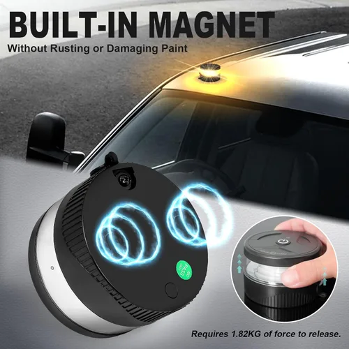 Vista 4 de Agrieyes Luz de baliza inalámbrica USB-C, 32 luces estroboscópicas recargables LED con imán, mini luces de advertencia intermitentes de emergencia