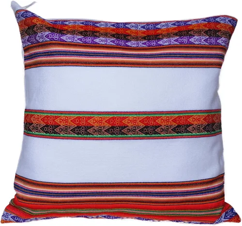 Vista 9 de Funda de cojín de tela inca, funda de cojín decorativa de Perú, funda de cojín de algodón estilo peruano para sofá de 18 pulgadas x 18 pulgadas Negro