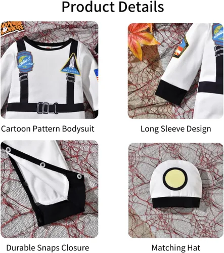 Vista 4 de Ropa de Halloween para bebés recién nacidos, body de manga larga con sombrero
