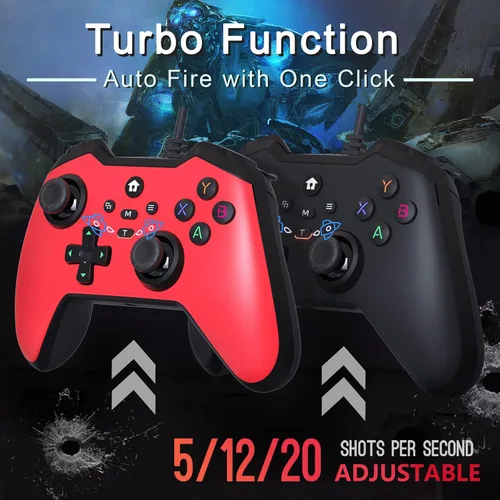 Vista 2 de TERIOS Controlador con cable compatible con Xbox oneXbox Series XSWindows10 controlador de videojuegos con doble vibración mejorada conector