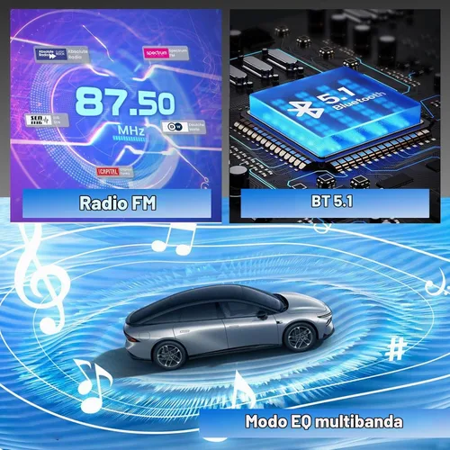 Vista 4 de Estéreo de auto doble DIN con Apple CarPlay y Android Auto, radio de coche con pantalla táctil HD de 7 pulgadas, receptores de audio Bluetooth