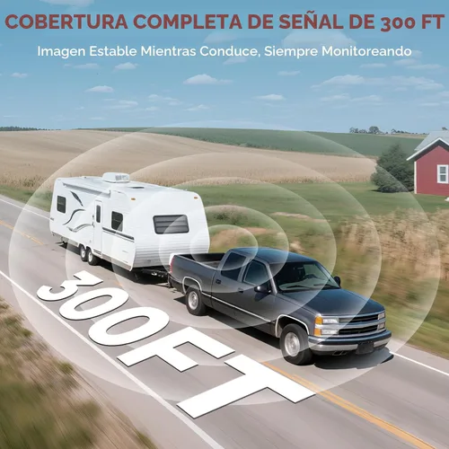Vista 4 de Cámara de respaldo inalámbrica, cámara de respaldo para caravana con monitor HD de 7 pulgadas, sistemas de cámara de respaldo dual para camión