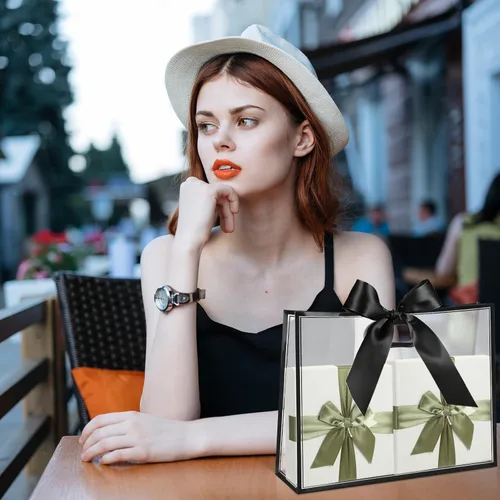 Vista 7 de Aliceset - 12 bolsas de regalo grandes de plástico transparente negro