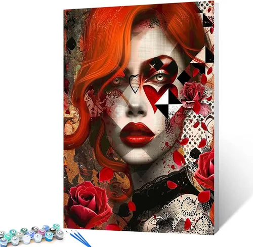 Vista 15 de Kits de pintura de diamantes 5D para adultos, Terror Girl Taladro completo, punto de cruz de diamante redondo, no hables, pintura de diamantes por