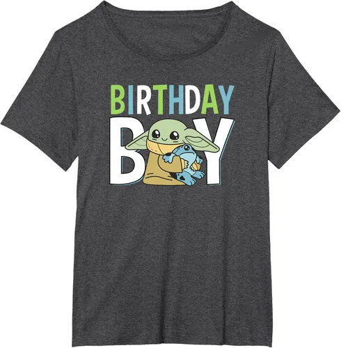 Vista 18 de Star Wars: The Mandalorian Grogu Birthday Boy Hug Blue Green T-Shirt Negro