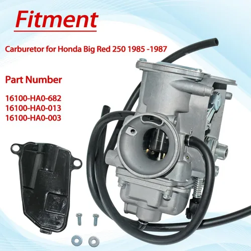 Vista 4 de Carburador ATC250ES para Honda Big Red 250 ATC250ES 1985 1986 1987 Carb Assy Reemplazar 16100-HA0-682 con filtro de aire 17254-HA0-000