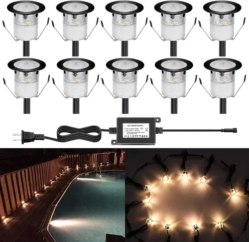Vista 59 de Kits de luces LED empotrables para cubierta con carcasa protectora, iluminación LED de paisaje al aire libre IP67 impermeable, CC 12 V de bajo Azul