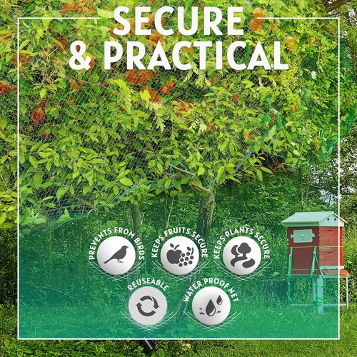 Vista 2 de Red de jardín suave verde de 6-1/2 x 33 pies. Protección segura para mantener alejados a pájaros y roedores de frutas, verduras, flores y plantas