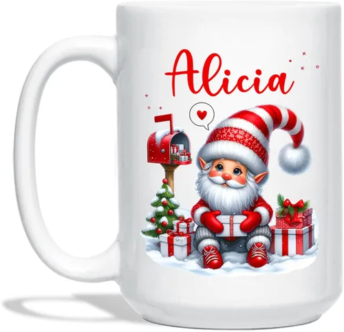 Vista 17 de Taza Personalizada Construcción De Muñeco De Nieve Con Nombre, Taza De Café De Navidad Muñeco De Nieve, Tazas De Árbol De Navidad Personalizadas