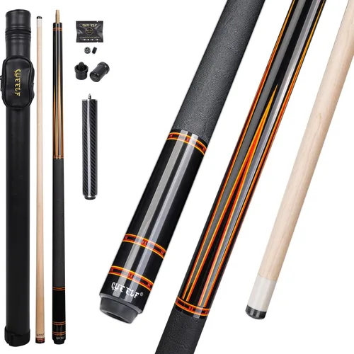 Vista 9 de CUEELF Taco de billar profesional con incrustaciones hechas a mano para adultos Solid Brass Joint Low Deflection Shaft 12.5mm Pro Tip & Inlay Ring