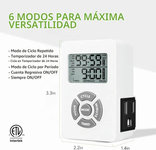 Vista 2 de BN-LINK - Temporizador de salida digital con ciclo de repetición de intervalos en interiores, temporizadores de salida programables de 24 horas