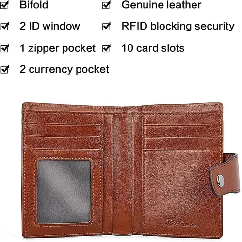 Vista 6 de BOSTANTEN Maletín de cuero tipo mensajero, bolsos para portátiles, bolsos para mujeres y mujeres, cartera de cuero con bloqueo RFID, pequeña