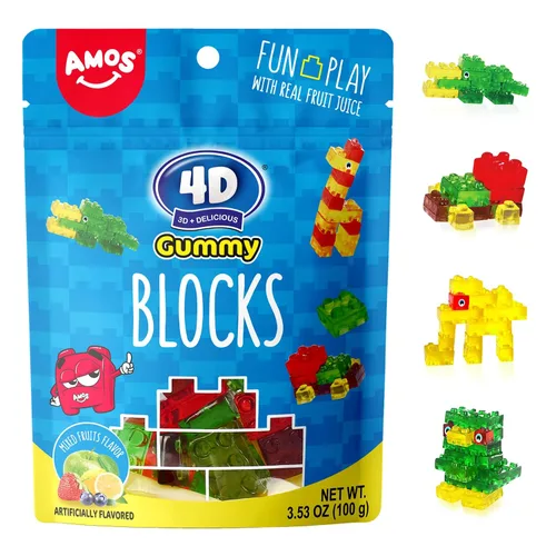 Vista 16 de Dulces de gomita 4D de sirena Amos, sabor a frambuesa azul, paquete de Navidad de 9 onzas envueltos individualmente para compartir, mini paquetes