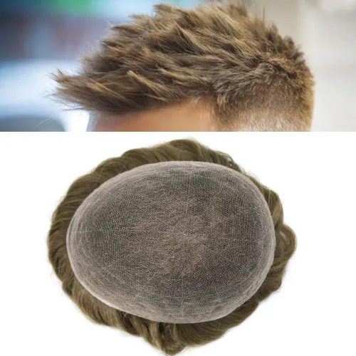 Vista 15 de Men Toupee Hairpiece Human Hair System Mens Hair Piece Bleached Knot Full Lace Toupee For Men Protesis Capilar Mens Toupee 6X8 1# Jet Black 100%