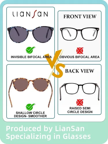 Vista 5 de LianSan Paquete de 2 lentes de sol progresivos multienfoque para mujer, lentes de lectura multifocales para mujer con protección UV