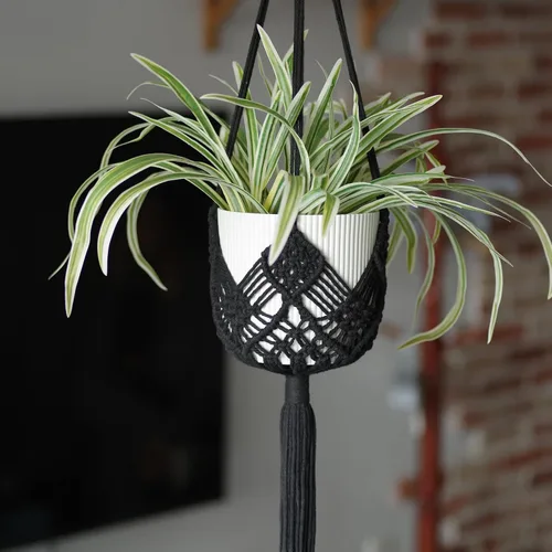 Vista 13 de Maceta Colgante con Patrones, Juego de 4 Colgadores de Macramé para Plantas de Interior, para Macetas de hasta 8 Pulgadas, Soporte de Ganchillo Boho