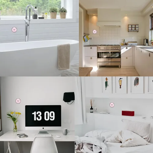 Vista 6 de PATIKIL Reloj de baño impermeable, funciona con pilas, mini relojes de pared silenciosos con ventosa negra para ducha, cocina, decoración del hogar