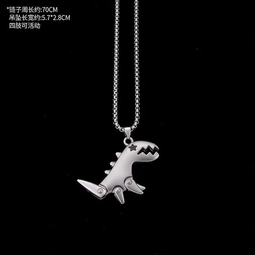 Vista 3 de Fuqimanman2020 Bonito juego de collar con colgante de fantasma, esmalte espeluznante dinosaurio a juego para mujeres, niñas, pareja para siempre