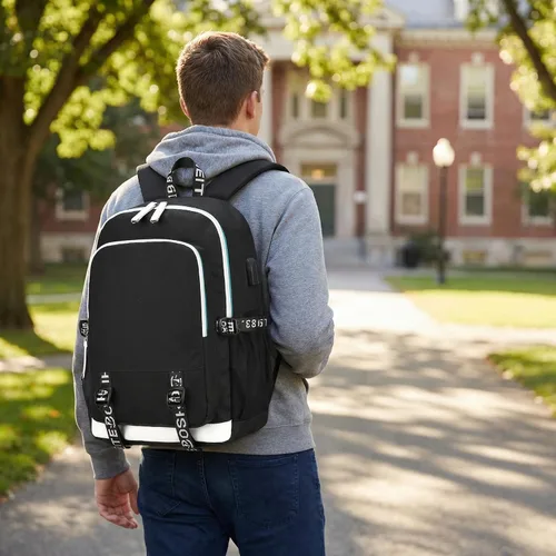 Vista 6 de Soccer Player 7 Mochila deportiva multifunción para viajes, portátil, para fanáticos del fútbol, para hombres y mujeres, negro - 2, Tamaño único