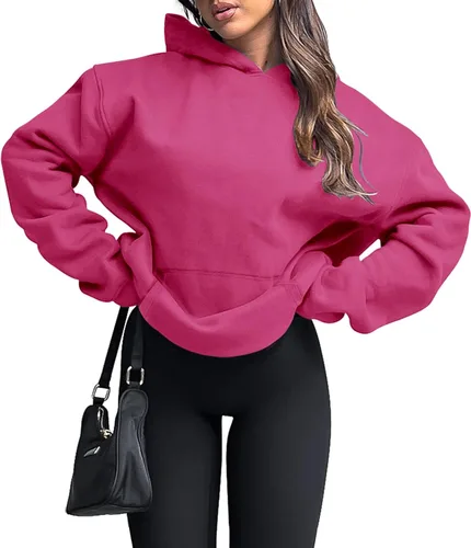 Vista 31 de onlypuff Sudadera casual con capucha para mujer, de manga larga, con bolsillo de canguro, hombro caído