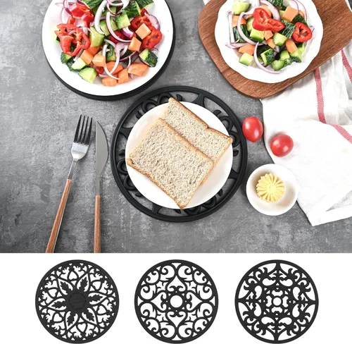 Vista 3 de Salvamanteles para platos calientes, salvamanteles de silicona para ollas y sartenes, salvamanteles tallados para cocina, tapete multiusos