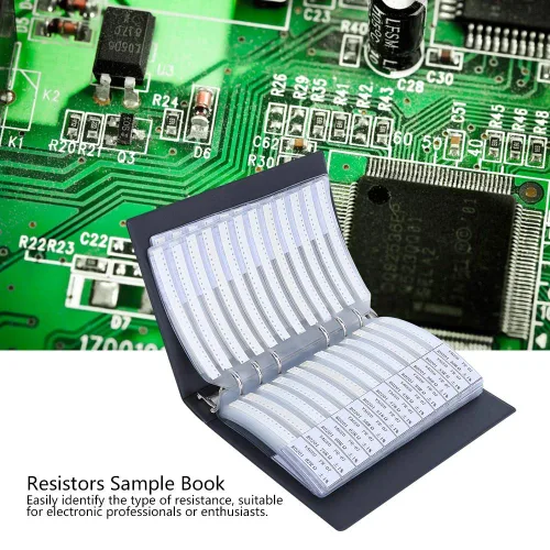 Vista 3 de 0201 Libro de muestras de resistencias SMD, kit de resistencia de 170 valores 50 cada uno 1% de precisión en estuche de libro de almacenamiento