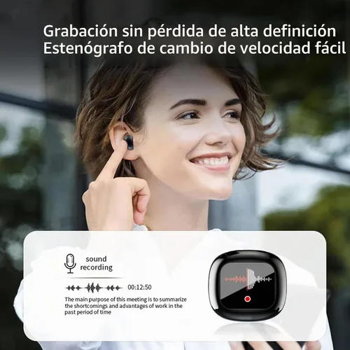 Vista 4 de Pantalla táctil invisible pequeños mini auriculares inalámbricos Bluetooth 5.4 discretos auriculares ocultos para el trabajo, auriculares