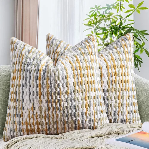 Vista 35 de AmHoo - Funda decorativa de almohada estilo bohemio de chenilla, funda de almohada con borlas tuftadas para sofá, cama, dormitorio, sala de estar