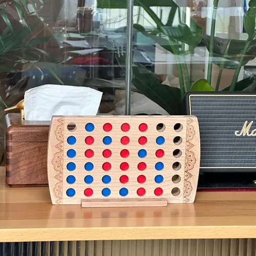 Vista 8 de Juego de madera 4 en una fila, decoración de mesa auxiliar, juego de estrategia clásico, juegos de mesa familiares, juguetes de regalo para niños