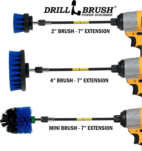 Vista 8 de Kit de limpieza de Drill Brush, cepillos con conector para taladro, ideal para limpieza de alfombras, baños, limpieza de lechadas y limpieza de Azul