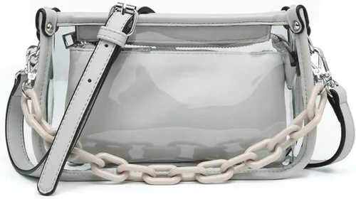 Vista 12 de Jessica - Bolso vegano transparente para mujer, aprobado por estadios, bolsos cruzados para conciertos, eventos deportivos