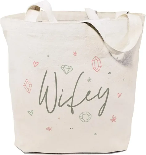 Vista 15 de The Cotton & Canvas Co. Bolso de hombro reutilizable moderno para bodas, playa, compras y viajes