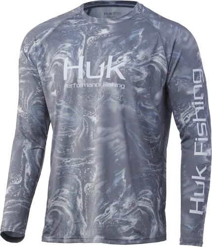Vista 32 de Huk Pursuit Vented LS para hombre Refracción Fish Fade - San Sal/Wahoo