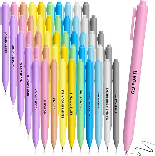 Vista 6 de Epakh 50 bolígrafos divertidos a granel, suministros de oficina divertidos bolígrafos con frases inspiradoras, citas motivacionales, regalo novedoso