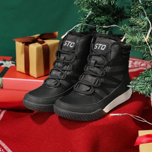 Vista 7 de STQ Botas de invierno para caminar para mujer, con cremallera, ligeras, acogedoras, botines con cordones